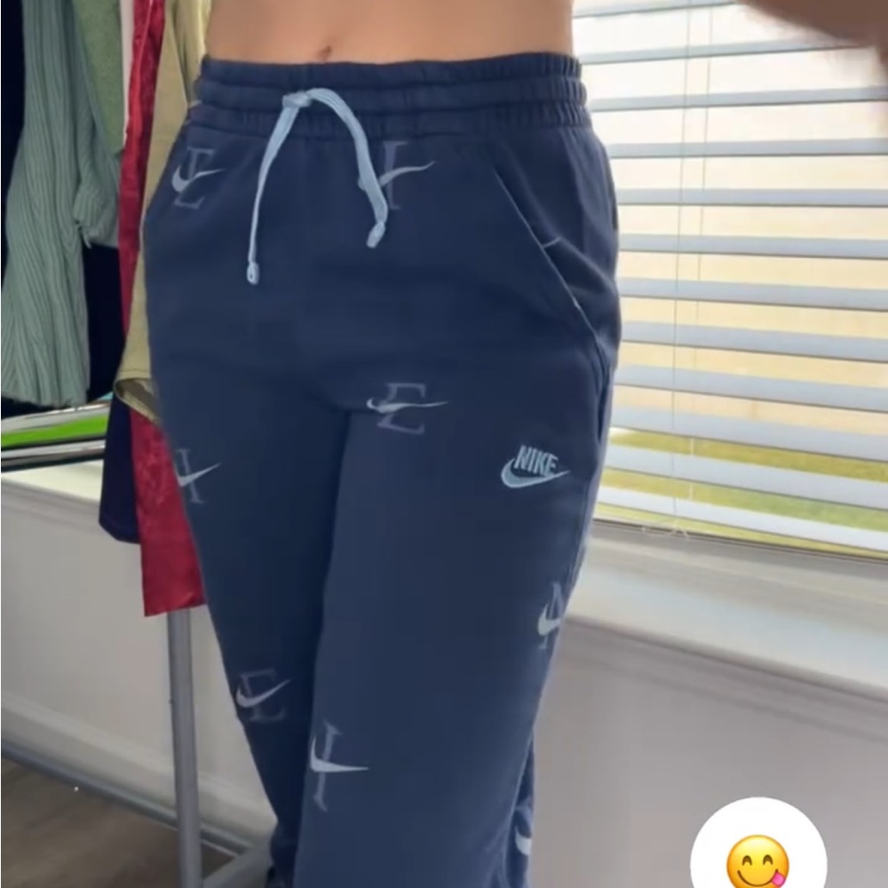 Nike Navy Joggers with Light Blue Logos and Drawcord